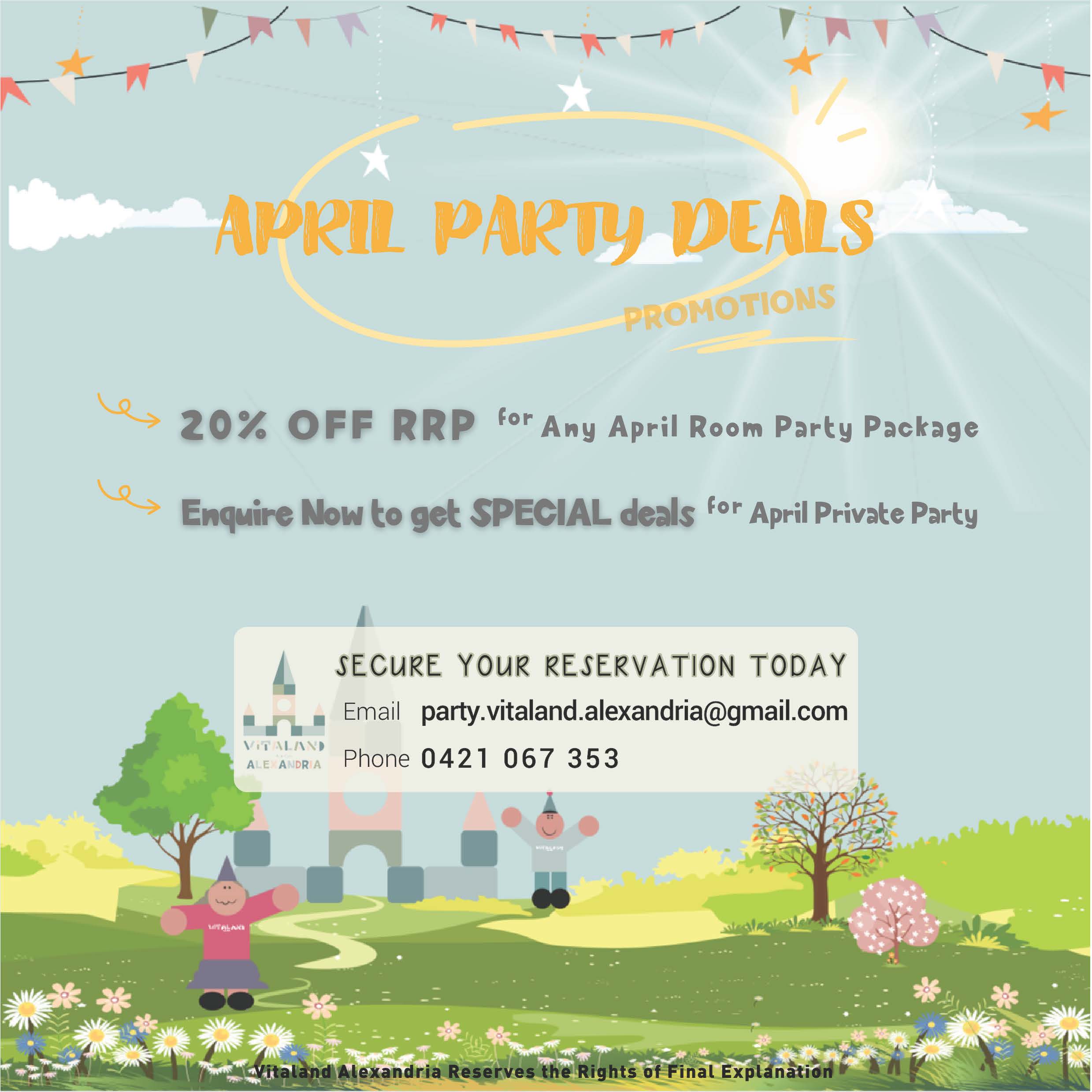 Vitaland Kids Cafe April Party Deals